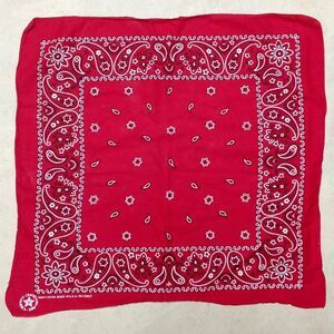 Vintage Made in USA Red Paisley 100% Cotton Bandana Handkerchief RN 139621